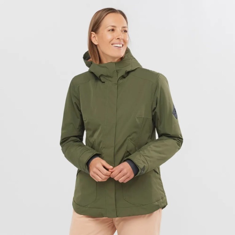 Chaquetas De Esquí Salomon Snow Rebel Insulated Hoodie Mujer Verde Oliva | MX BZRO891